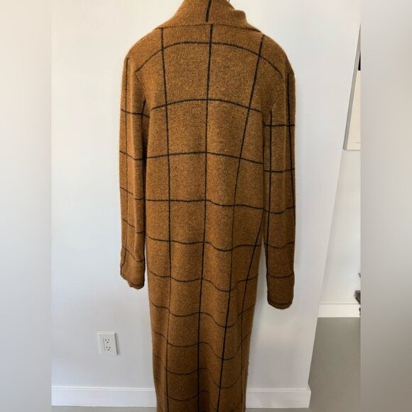 LINE Plaid Long Cardigan/Duster – Brown & Black Check - Size Medium - Picture 8 of 16